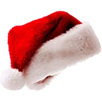 Gorro Navideno Gorro de Papa Noel Sombrero de Santa Rojo Sombrero Navideño Suave de Santa Tela Terciopelo Rojo Unisex…